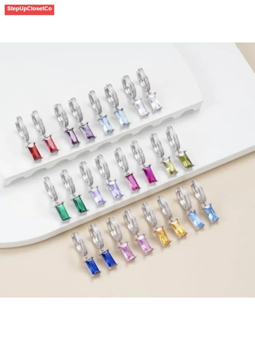 925 Sterling Silver Birthstone Hoop Earrings for Women Hypoallergenic Cubic